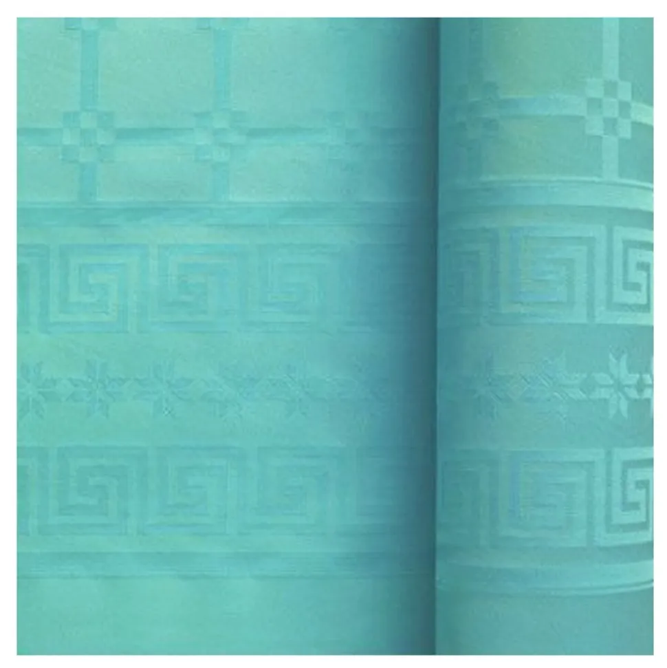 NAPPE PAPIER DAMASSÉ 6X1.18M TURQUOISE