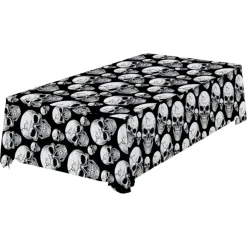 NAPPE PAPIER TÊTE DE MORT 274X137CM NOIR