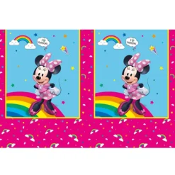 NAPPE PLASTIQUE MINNIE RAINBOW 180X120CM ROSE