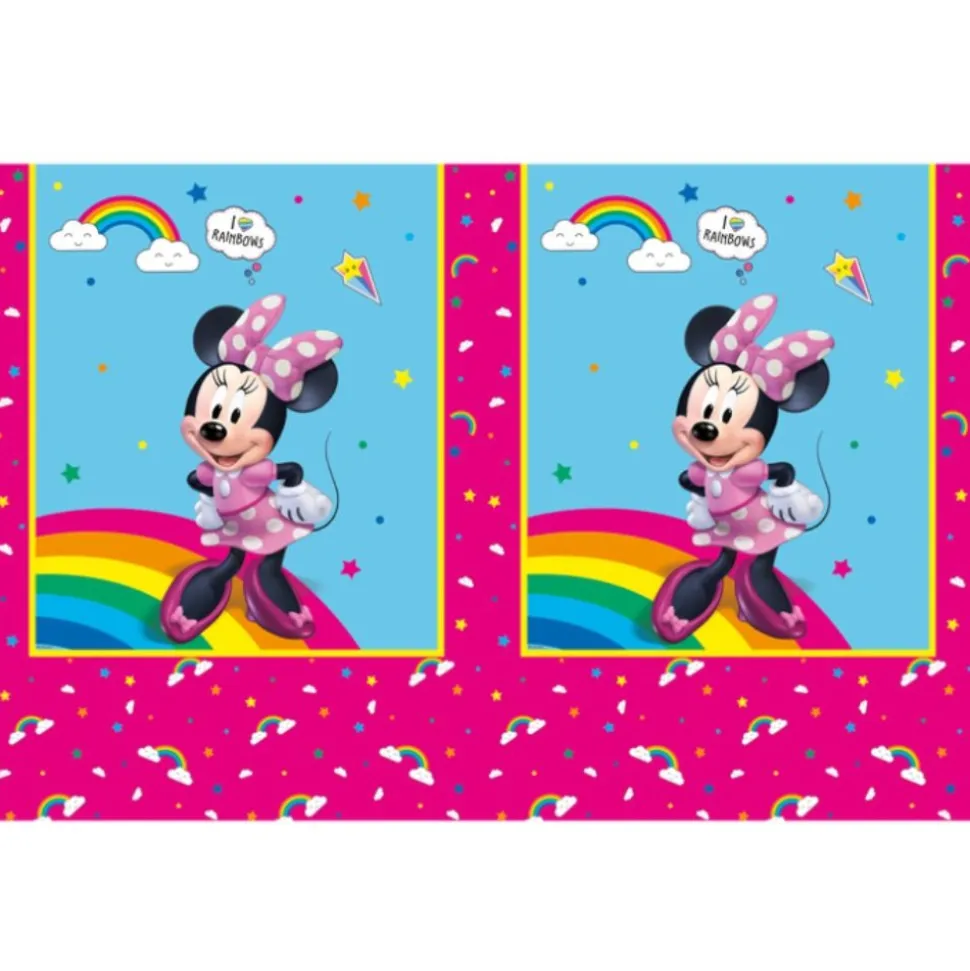 NAPPE PLASTIQUE MINNIE RAINBOW 180X120CM ROSE