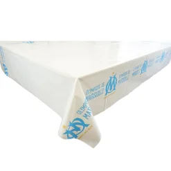 NAPPE PLASTIQUE OM FOOTBALL 130X180CM BLANC