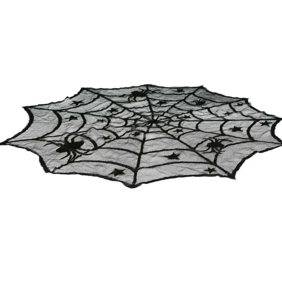 NAPPE RONDE BRODÉE TOILE ARAIGNÉE 1M NOIR