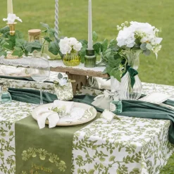 NAPPE TISSU LAVABLE BOTANIQUE 140X240CM PISTACHE