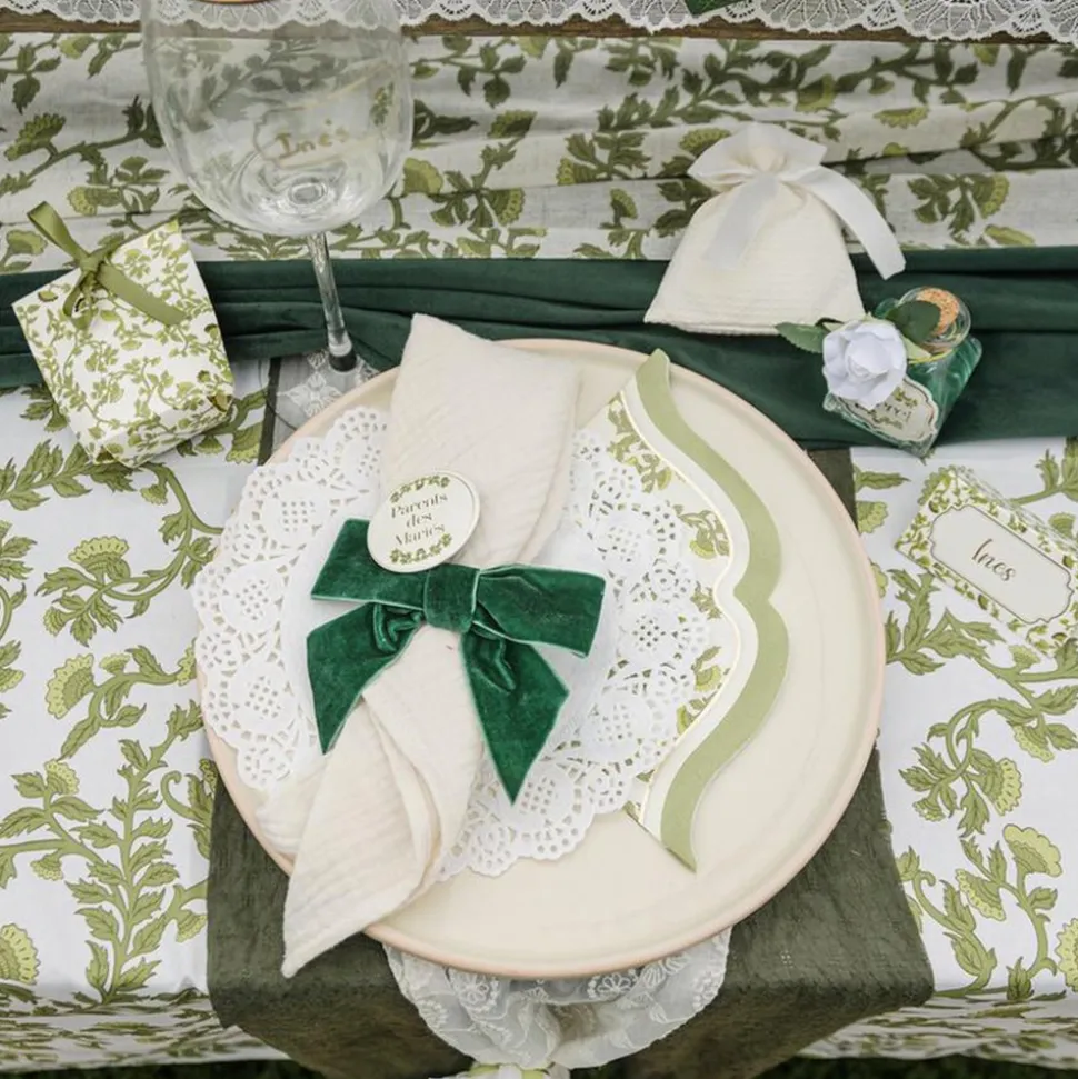NAPPE TISSU LAVABLE BOTANIQUE 140X240CM PISTACHE