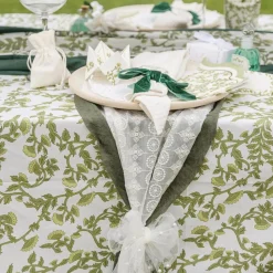 NAPPE TISSU LAVABLE BOTANIQUE 140X240CM PISTACHE