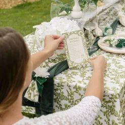 NAPPE TISSU LAVABLE BOTANIQUE 140X240CM PISTACHE