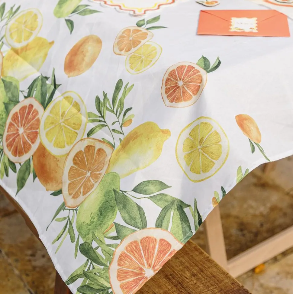 NAPPE TISSU LAVABLE TUTTI FRUTTI 1.4X2.4M CRÈME