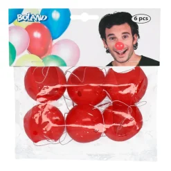 6 NEZ PLASTIQUE ROUGE CLOWN AVEC ÉLASTIQUE
