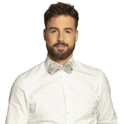 NOEUD PAPILLON ARGENT PAILLETÉ ADULTE