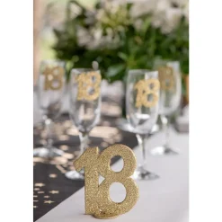 NOMBRE ÂGE DÉCORATIF 18 ANS 10X11CM OR PAILLETÉ