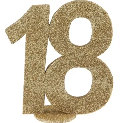NOMBRE ÂGE DÉCORATIF 18 ANS 10X11CM OR PAILLETÉ