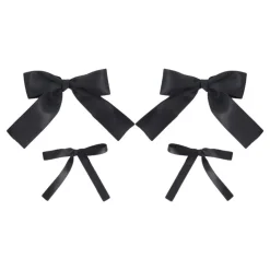 4 NUDS RUBAN SATIN DÉCORATIF 8-10CM NOIR