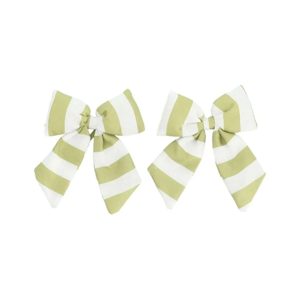 2 NUDS TISSU SATIN RAYURES 9X10CM PISTACHE CRÈME