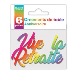 6 ORNEMENTS DE TABLE RETRAITE MULTICOLORE MÉTALLISÉ