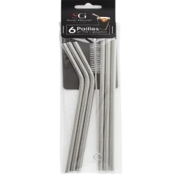 6 PAILLES AVEC GOUPILLON ACIER INOX