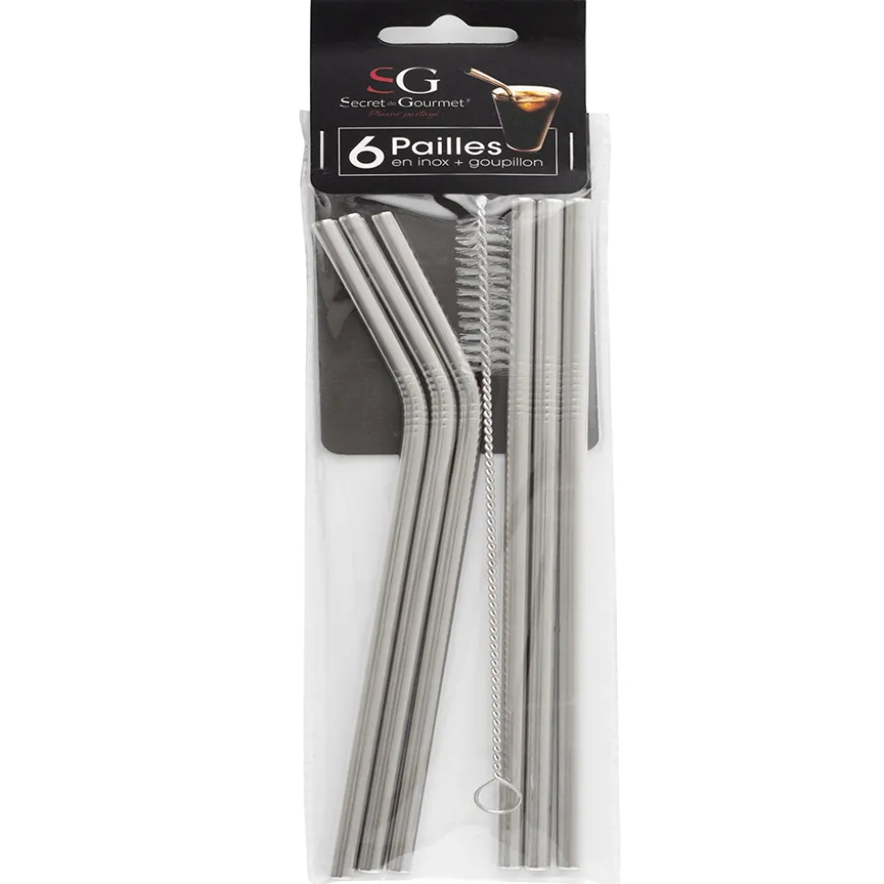 6 PAILLES AVEC GOUPILLON ACIER INOX