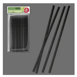 25 PAILLES CARTON BIO UNI 19CMX6MM NOIR