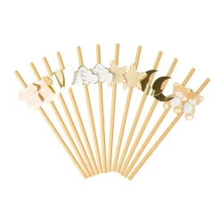 12 PAILLES CARTON DOUX BÉBÉ 19.5CM CAMEL