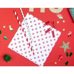 10 PAILLES CARTON RAYURES OBLIQUES 19.5CM ROUGE