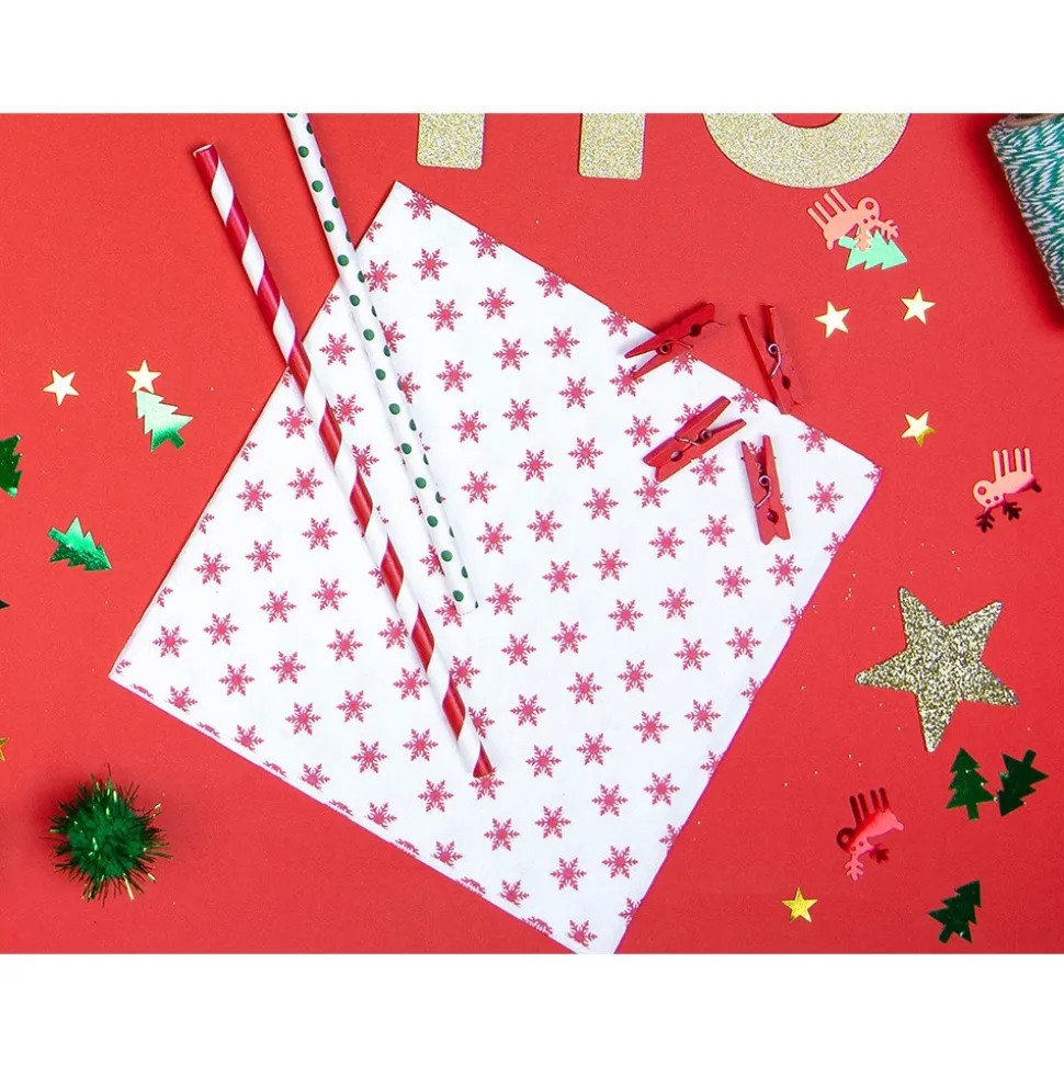 10 PAILLES CARTON RAYURES OBLIQUES 19.5CM ROUGE