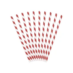 10 PAILLES CARTON RAYURES OBLIQUES 19.5CM ROUGE