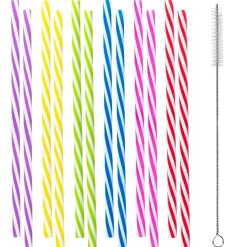 12 PAILLES PP RÉUTILISABLE BROSSE 21CM MULTICOLORE