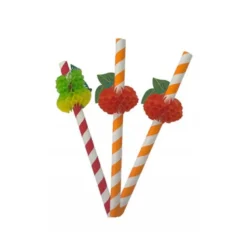 12 PAILLES RAYÉES 18CM ROUGE ORANGE