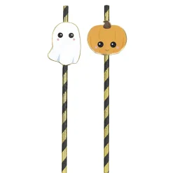10 PAILLES RAYÉES NOIRES ET BLANCHES SWEETY HALLOWEEN