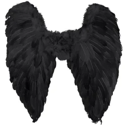 PAIRE D'AILES D'ANGE PLIÉES PLUMES 65X65CM NOIR