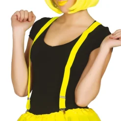 PAIRE DE BRETELLES POLYESTER JAUNE FLUO ADULTE