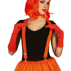 PAIRE DE BRETELLES POLYESTER ORANGE FLUO ADULTE