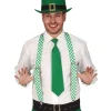 PAIRE DE BRETELLES POLYESTER VERT TRÈFLES ADULTE