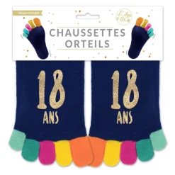 PAIRE DE CHAUSSETTES ORTEILS ANNIVERSAIRE 18ANS