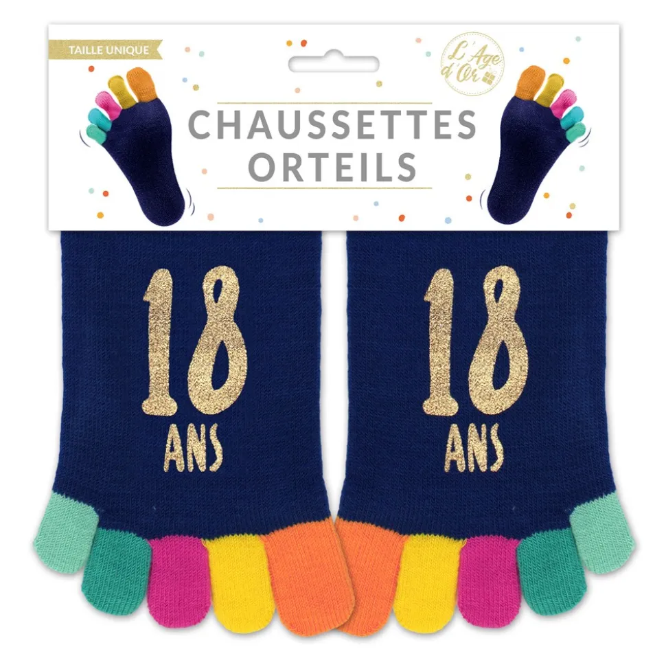 PAIRE DE CHAUSSETTES ORTEILS ANNIVERSAIRE 18ANS