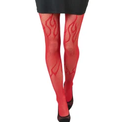 PAIRE DE COLLANTS FLAMME RÉSILLE ROUGE FEMME