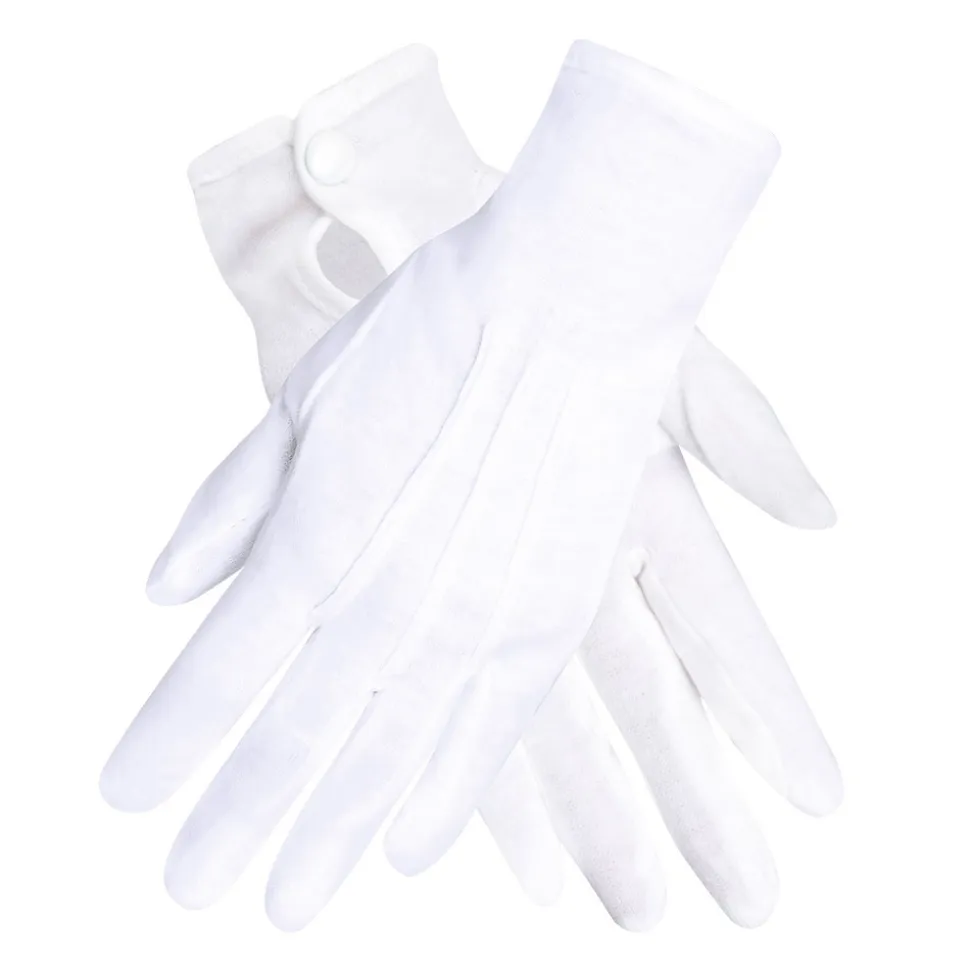 PAIRE DE GANTS BLANC COUTURES BOUTON ADULTE
