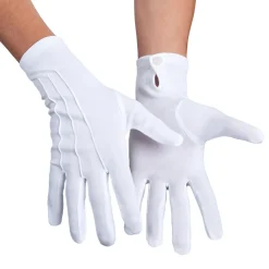 PAIRE DE GANTS BLANC COUTURES BOUTON ADULTE