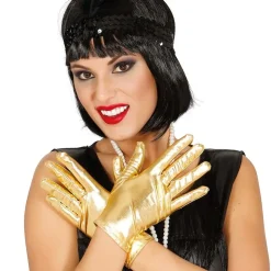 PAIRE DE GANTS COURTS ADULTE 22CM OR BRILLANT