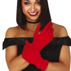 PAIRE DE GANTS COURTS POLYESTER ROUGE ADULTE