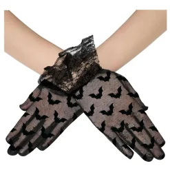 PAIRE DE GANTS DENTELLE CHAUVE-SOURIS 22CM NOIR