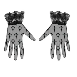 PAIRE DE GANTS DENTELLE CROIX GOTHIQUE 22CM NOIR