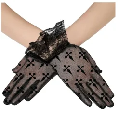 PAIRE DE GANTS DENTELLE CROIX GOTHIQUE 22CM NOIR