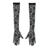 PAIRE DE GANTS LONGS NOIRS DENTELLE FLEUR ADULTE