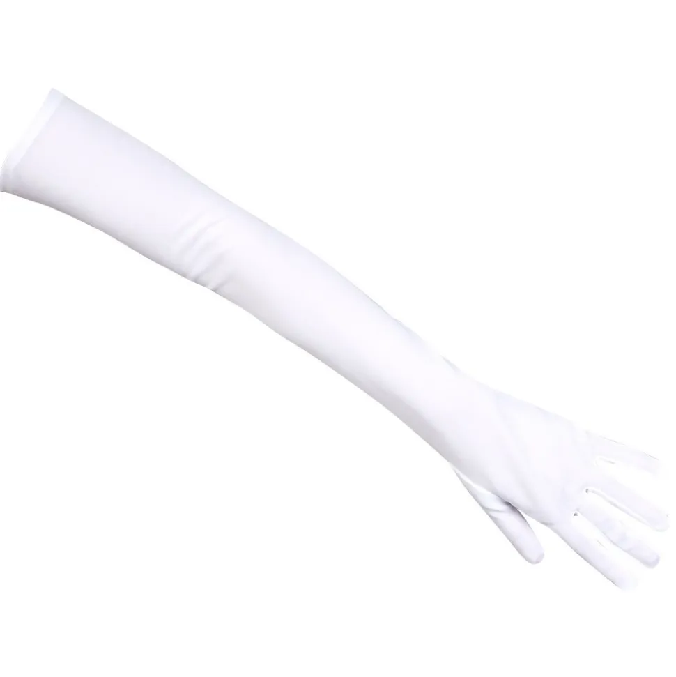 PAIRE DE GANTS STRETCH 60CM BLANC ADULTE