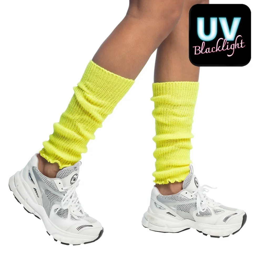 PAIRE DE JAMBIÈRES POLYESTER JAUNE FLUO ADULTE