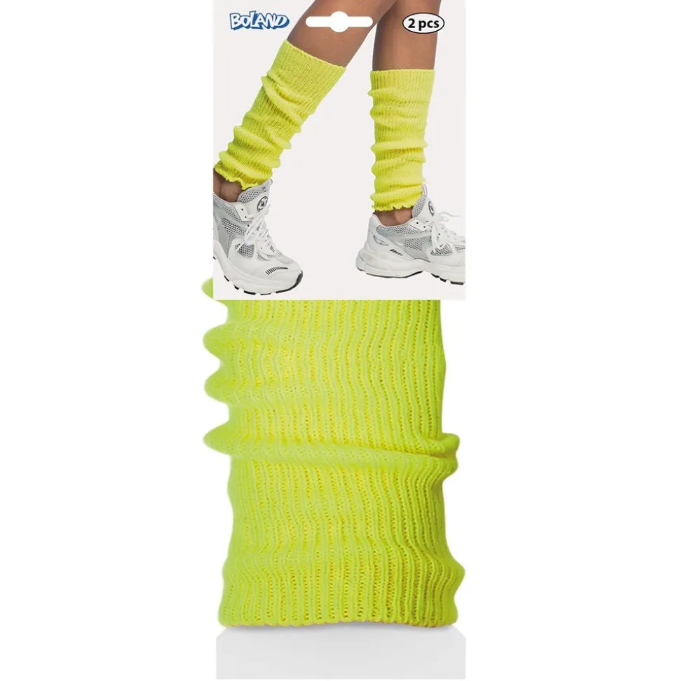 PAIRE DE JAMBIÈRES POLYESTER JAUNE FLUO ADULTE