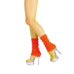 PAIRE DE JAMBIÈRES POLYESTER ORANGE FLUO ADULTE