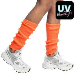 PAIRE DE JAMBIÈRES POLYESTER ORANGE FLUO ADULTE