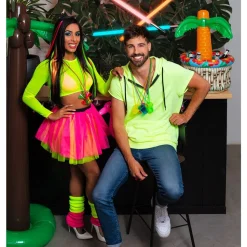 PAIRE DE JAMBIÈRES POLYESTER ROSE FLUO ADULTE