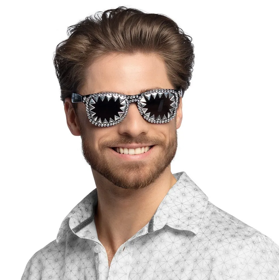 PAIRE DE LUNETTES ARGENT STRASS ROCK STAR ADULTE
